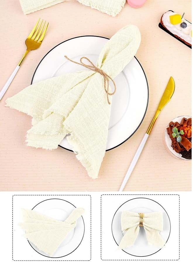Forest Home 12 Pcs Cotton Linen Cloth Napkin, Handmade Cloth Napkins with Fringe, 43x 43cm Soft Cloth Dinner Napkin Square Table Napkins for Dinners, Parties, Weddings, Wedding Napkin Beige - Image 5